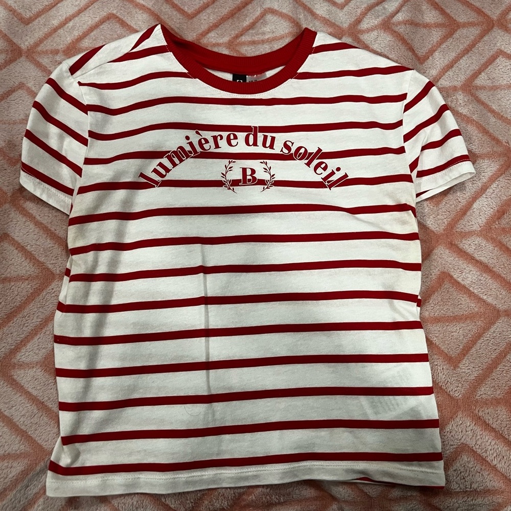 Red and White Striped Kids Shirt